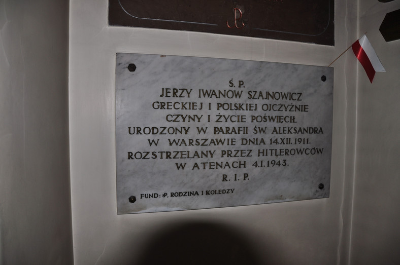 Tablica ku czci Iwanowa-Szajnowicza w kościele św. Aleksandra w Warszawie