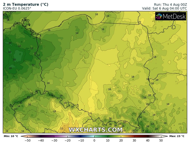 Temperatura od północnego zachodu zacznie stopniowo spadać