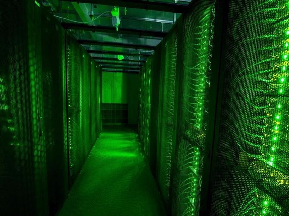 Servers for data storage at Advania's Thor Data Center in Hafnarfjordur, Iceland.