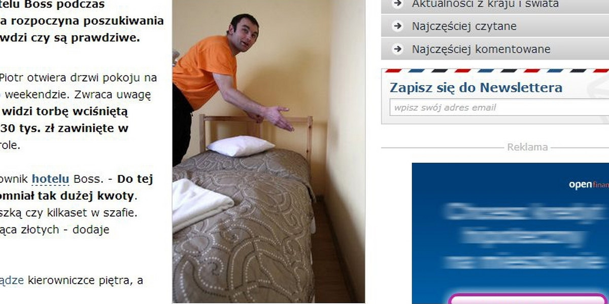 znalazł torbę z pieniędzmi