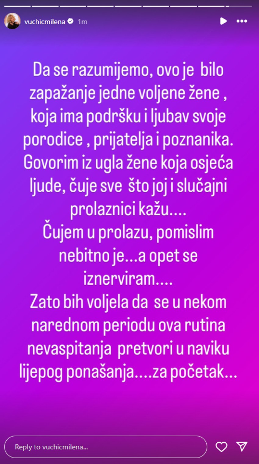 Milena Vučić, objava