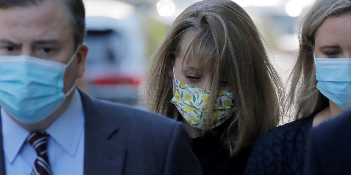 Actor Allison Mack arrives to be sentenced at United States Federal Courthouse in New York City