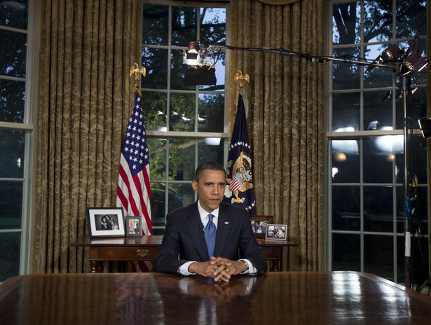 Barck Obama podczas telewizyjnego wystąpienia dotyczącego katastrofy w Zatoce Meksykańskiej