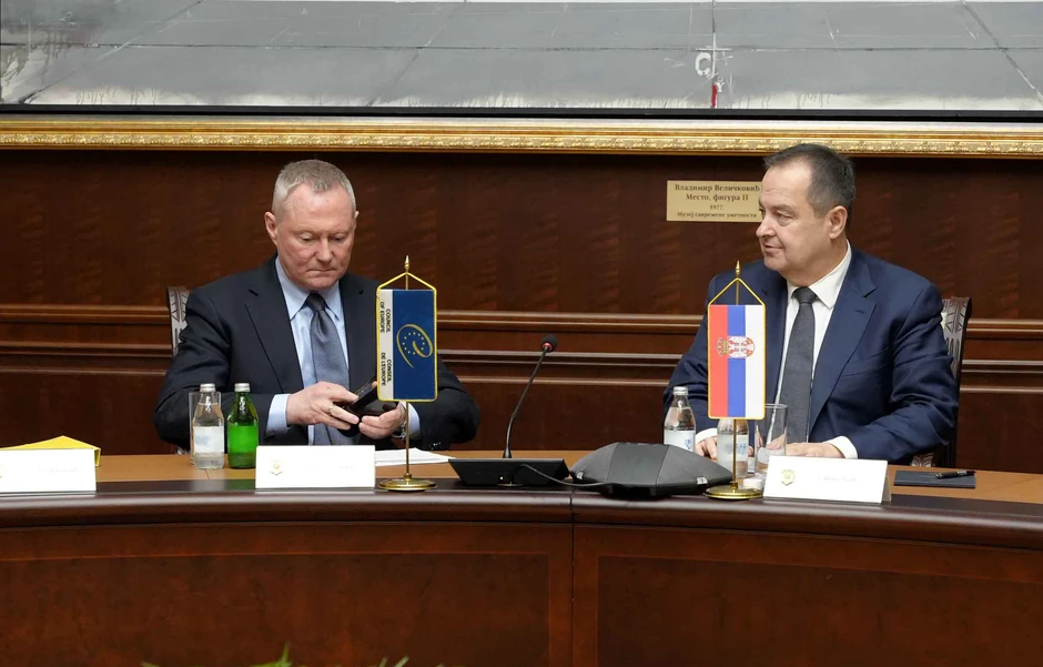 Ivica Dačić sa komesarom za ljudska prava Saveta Evrope Majklom Oflajertijem.