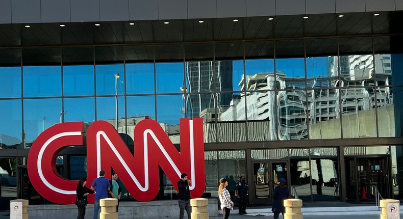 The CNN center is seen in downtown Atlanta, Georgia, on October 16, 2021.