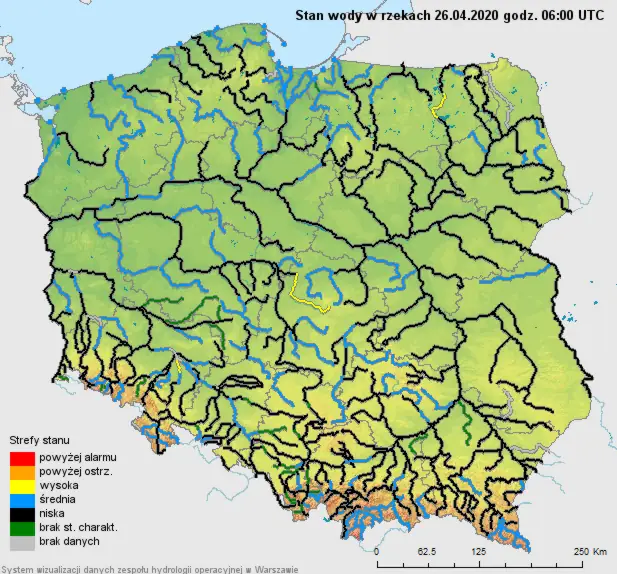 Stan wody w rzekach dn. 26 kwietnia / dane stopsuszy.imgw.pl