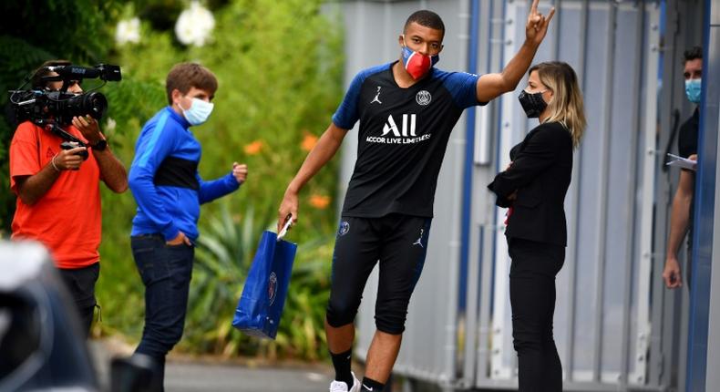 Paris Saint-Germain forward Kylian MBappe waved as he arrived for a training session and will get to play in front of fans at Le Havre on Sunday