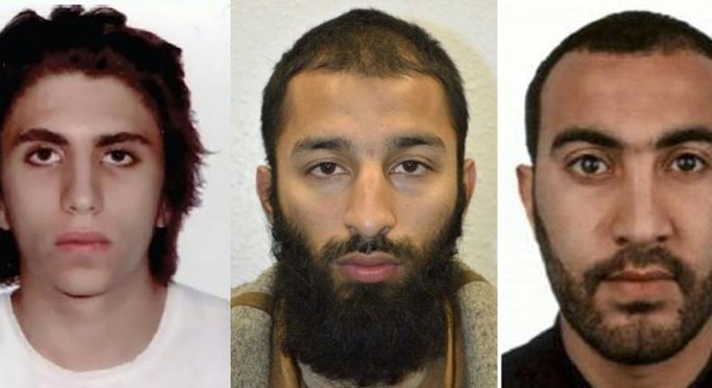 Photos released by British police showing (L-R) Youssef Zaghba, Khuram Shazad Butt and Rachid Redouane believed to be the three attackers in the June 3 terror attack at London Bridge.