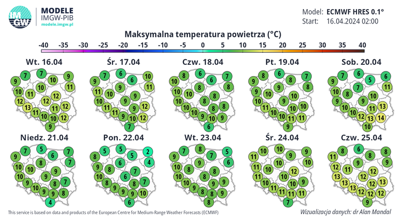 Temperatura w kolejnych dniach rzadko będzie przekraczać 10 st. C