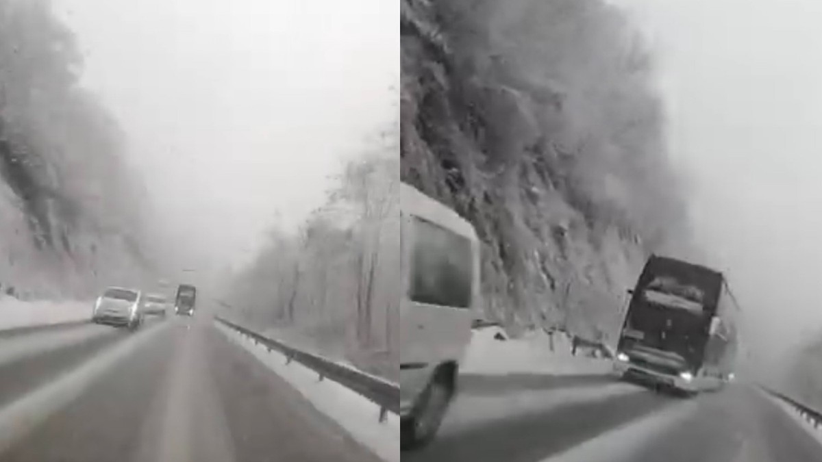 Autobus pretiče kolonu na putu Raška-Kraljevo