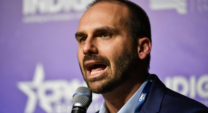 Eduardo Bolsonaro, son of Brazilian President Jair Bolsonaro, says he is not in the running to become ambassador to the US