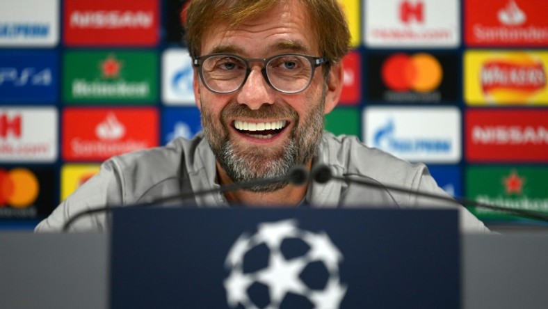 Liverpool manager Jurgen Klopp attends a press conference at Anfield on the eve of their Champions League match against Genk