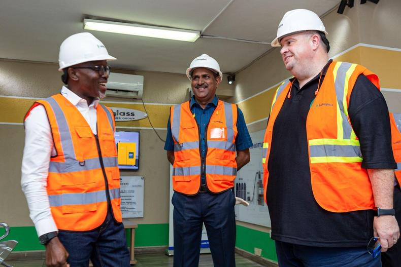 From left: Dr Vitus Chidiebere Ezinwa, Chairman of the Board of Beta Glass, Mr Jagdish Agarwal, Chief Operating Officer of Beta Glass Plc and Mr Darren Bennett Voci, Managing Director and Chief Executive Officer of Beta Glass Plc.