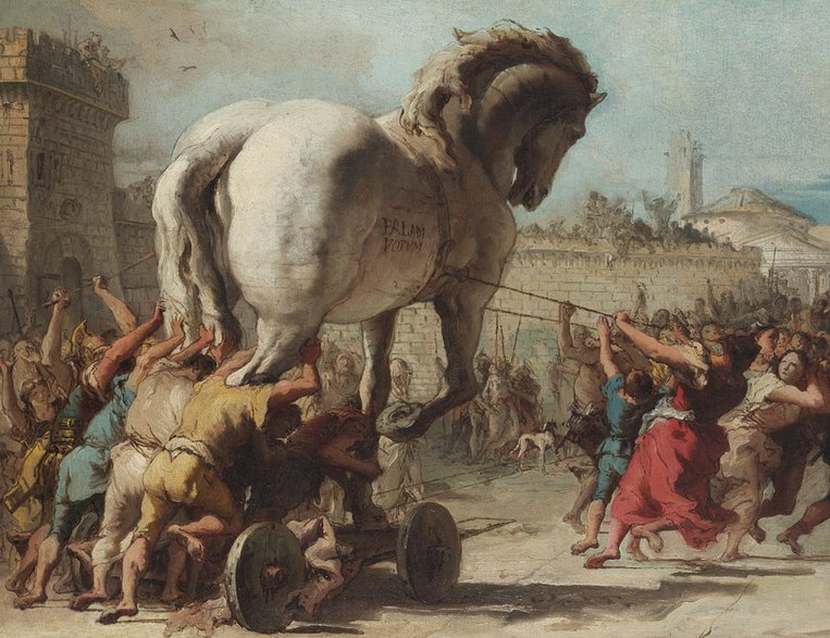 Koń trojański na obrazie Giovanniego Domenico Tiepoli.