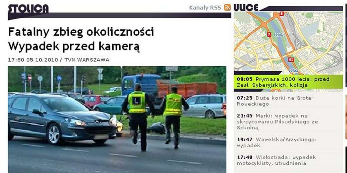 Wypadek motocyklisty przed kamerą TVN-u