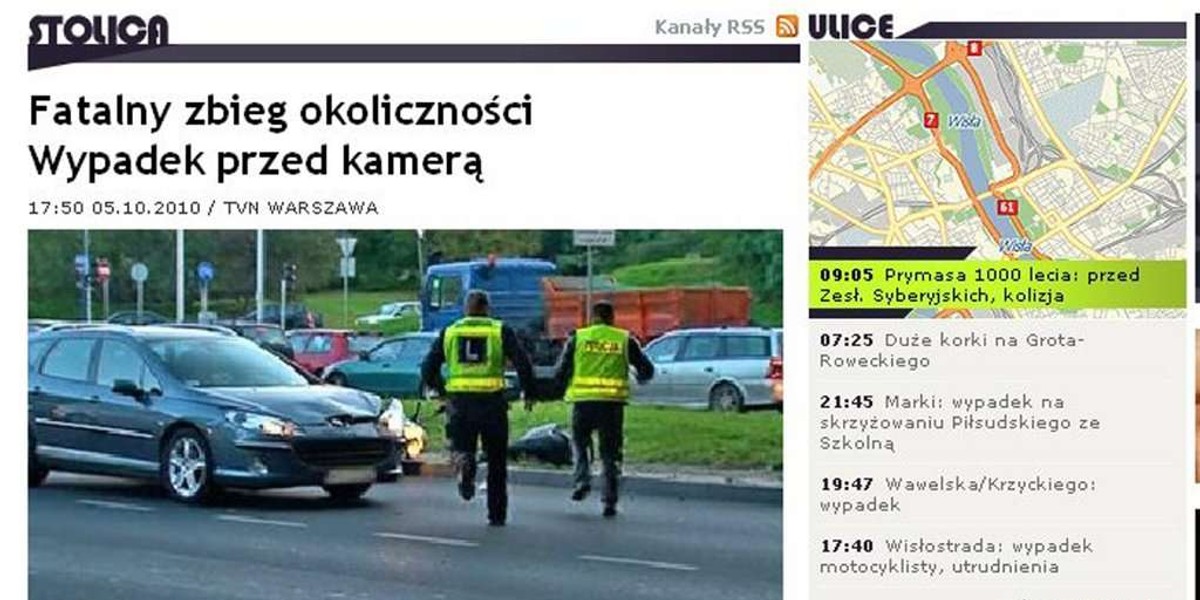 Wypadek motocyklisty przed kamerą TVN-u