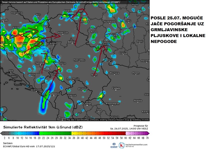 Posle 25 jula moguće jače pogoršanje vremena