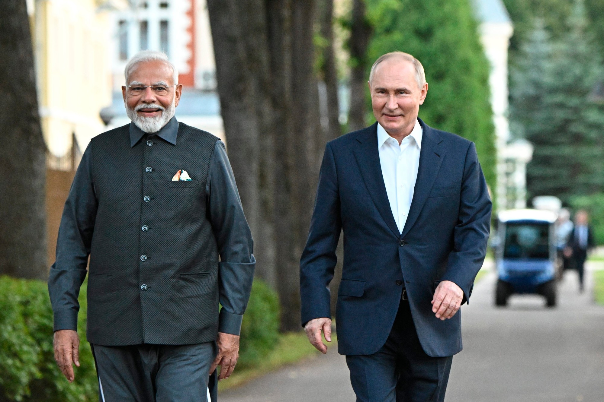 Indický premiér Naréndra Módí na neformálnom stretnutí s ruským prezidentom Vladimírom Putinom.