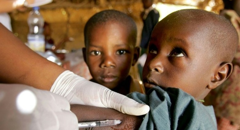 Children being vaccinated against meningitis