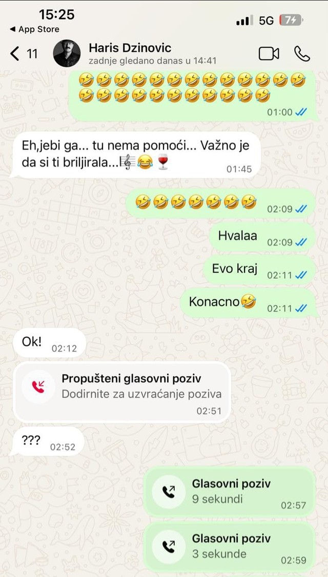 Prepiska Nataše Alimpić i Harisa Džinovića FOTO: Pravo lice estrade