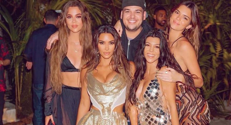 Kim Kardashian and her siblings at her 40th birthday party [Instagram/RedProsiebeh]