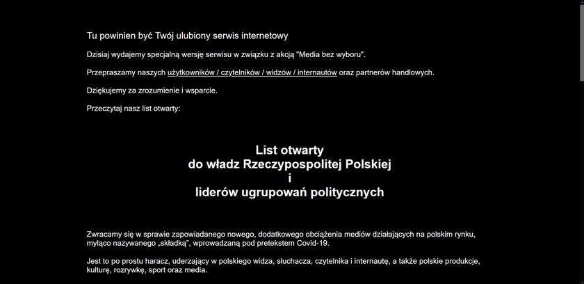 Te media przyłączyły się do akcji "Media bez wyboru"