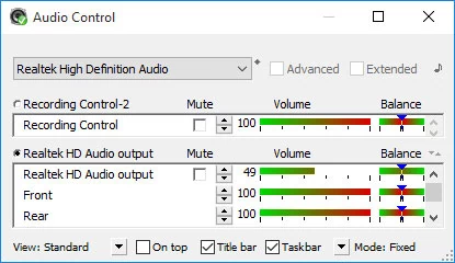 Główne okno programu do kontroli poziomu głośności dźwięku - Audio Control