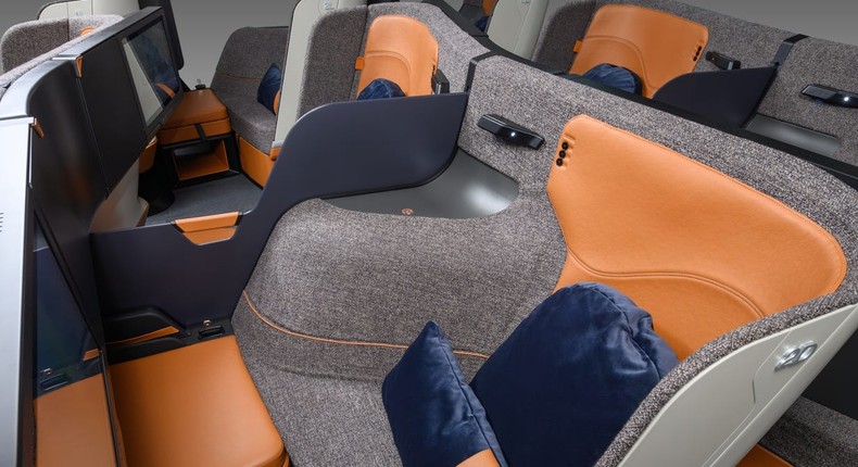 Optimares' new SoFab business class seat.Optimares