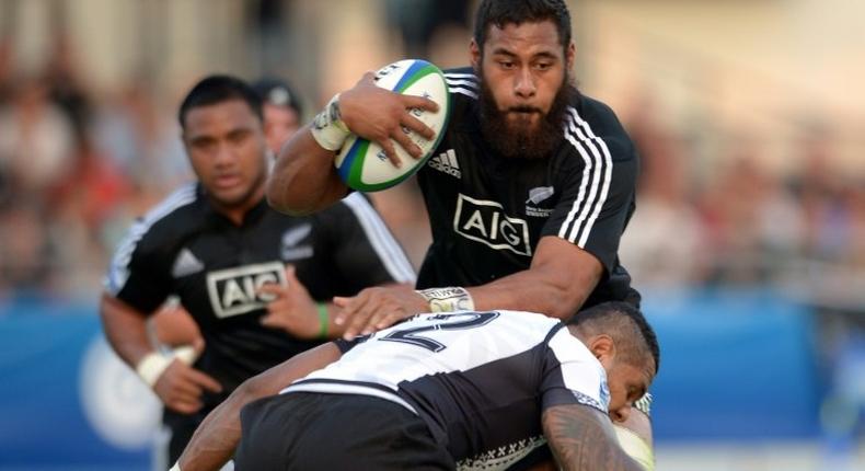 All Blacks lock Patrick Tuipulotu (C) has been suspended following a positive drugs test