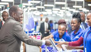 President William Ruto during a tour of Hela Apparel factory in Athi River, Machakos County on April 23, 2024