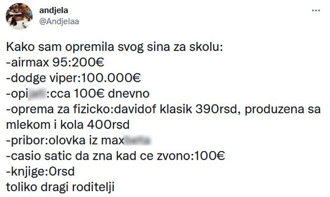 Koliko košta "oprema" za školu?