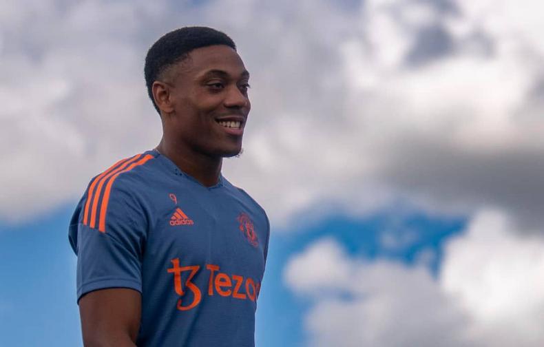 A smiling Anthony Martial returned to training this week.