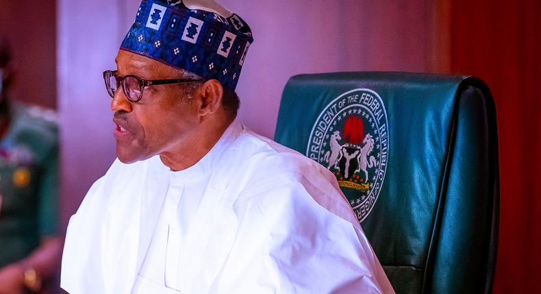 President Muhammadu Buhari during a  virtual meeting with former Heads of State on Friday, October 23, 2020 (Presidency)