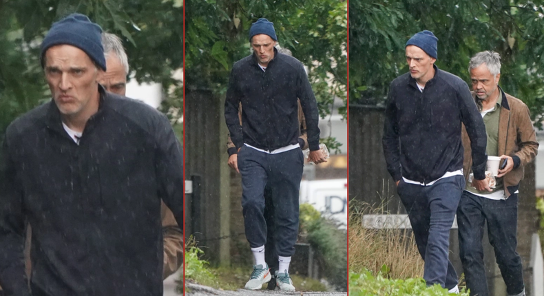 Thomas Tuchel went out for a morning walk on Thursday following his shock sacking 24 hours earlier