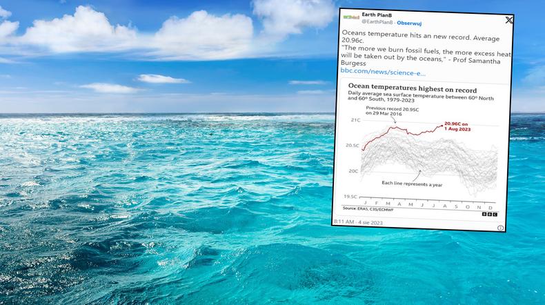 Oceany pobiły rekord ciepła (screen: Twitter.com/EarthPlanB)