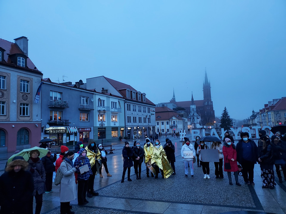 Protest młodzieży "Nowy rok, stary kryzys", Białystok 2.01.2022.