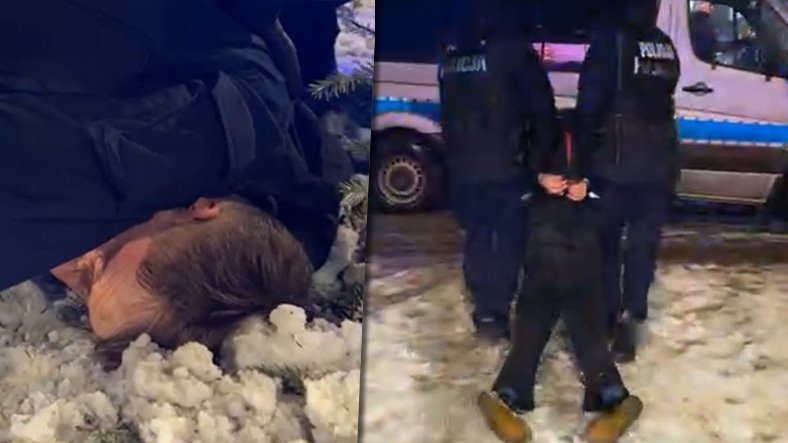 Bartosz Kramek w czasie zatrzymania przez policję. Fot.: Fundacja Otwarty Dialog