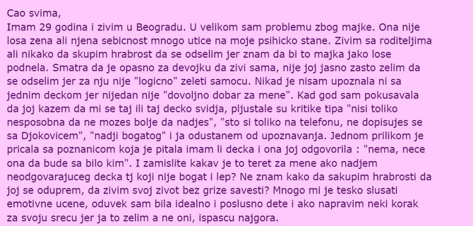Ne mogu više sa majkom