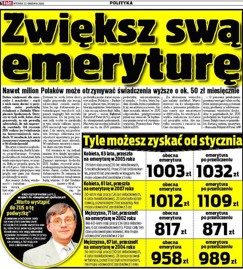 Możesz mieć wyższą emeryturę