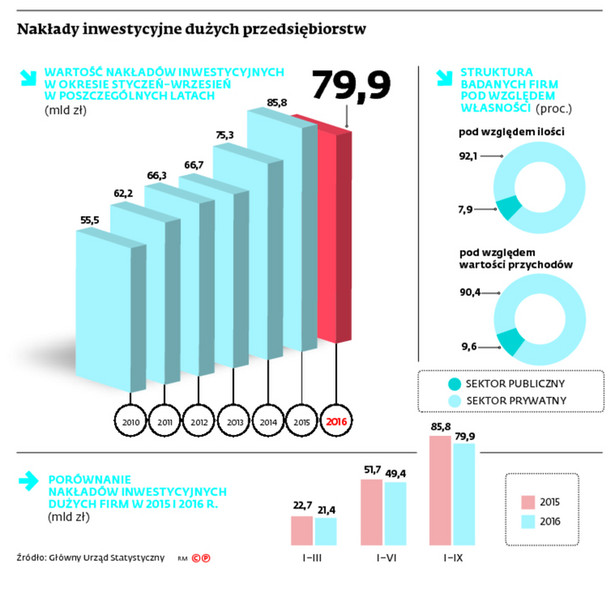 Nakłady inwestycyjne dużych przedsiębiorstw