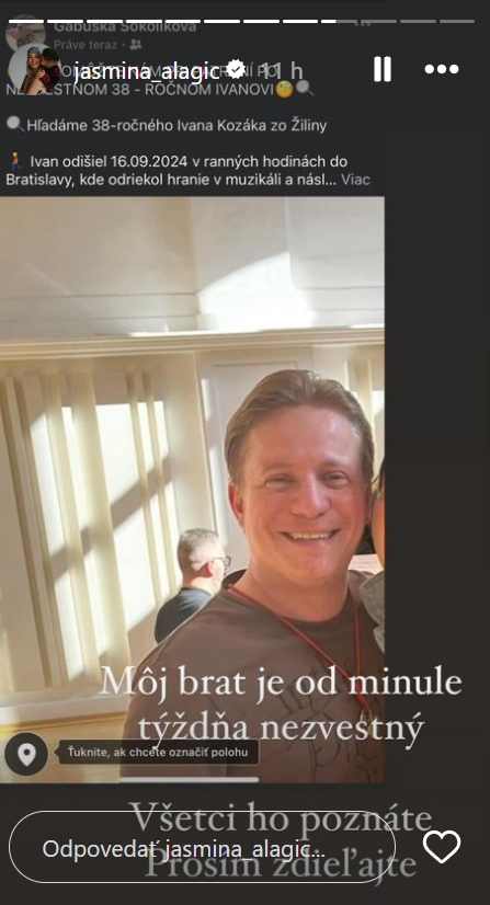 Po hercovi Ivanovi pátra jeho sestra. Na sociálnych sieťach pridala výzvu, ktorú zdieľala aj Jasmina Alagič.