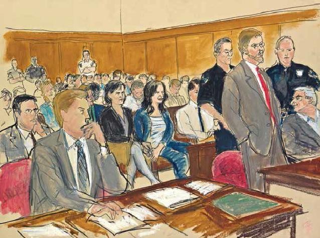 Dominique Strauss-Kahn, były szef Międzynarodowego Funduszu Walutowego oskarżony o gwałt na hotelowej pokojówce, 2011. / rys. Elizabeth Williams