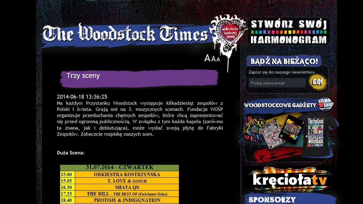 Można już zapoznać się z pełnym harmonogramem koncertów na Przystanku Woodstock 2014.
