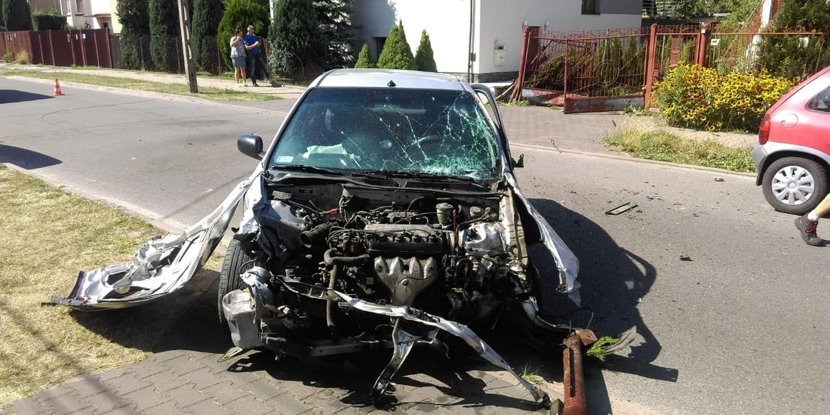 wypadek na ulicy Rojnej w Łodzi