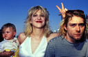 Kurt Cobain z żoną Courtney Love i córką