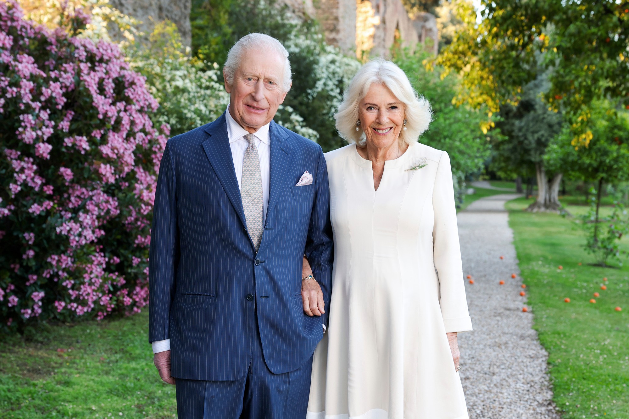 Britský kráľ Karol III. a britská kráľovná Camilla v Ríme v pondelok 7. apríla 2025.