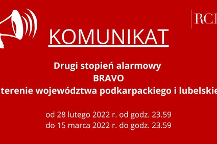 Stopień alarmowy BRAVO na terenie dwóch województw