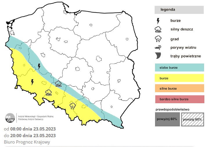 We wtorek deszcz i burze przejdą przez zachodnią i południową Polskę