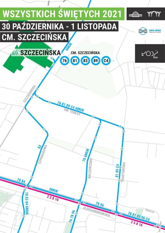 Łódź - organizacja ruchu wokół cmentarza na Szczecińskiej