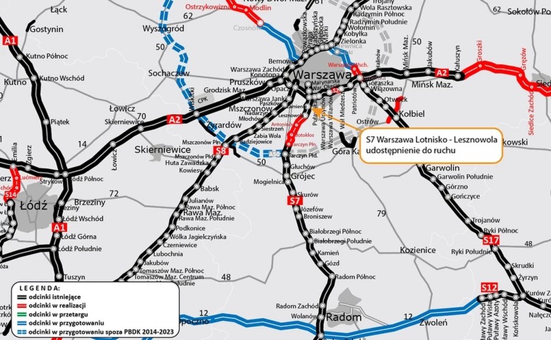 Droga S7 Warszawa Lotnisko - Lesznowola